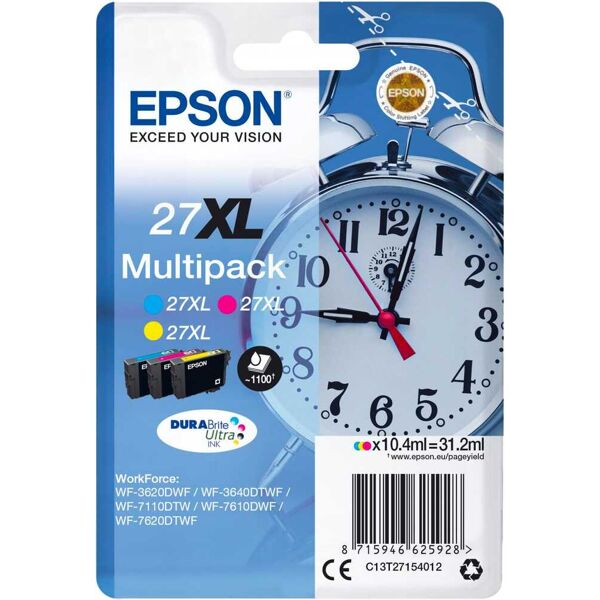 epson c13t27154012 cartuccia originale inkjet colore ciano, magenta, giallo compatibile con workforce wf-7720dtwf / workforce wf-7715dwf - c13t27154012