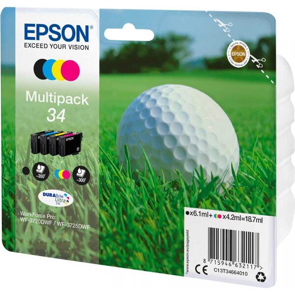 epson c13t34664010 cartuccia originale inkjet colore nero, ciano, magenta, giallo compatibile con workforce pro wf-3725dwf / workforce pro wf-3720dwf - c13t34664010