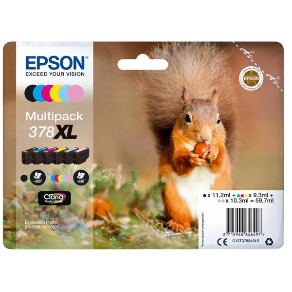 epson c13t37984010 cartuccia originale multipack - 6-colours 378xl claria photo hd ink c13t37984010