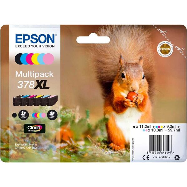 epson c13t37984020 multipack 378xl nero / ciano / ciano chiaro / magenta chiaro / magenta / giallo kit cartucce getto di inchiostro - c13t37984020