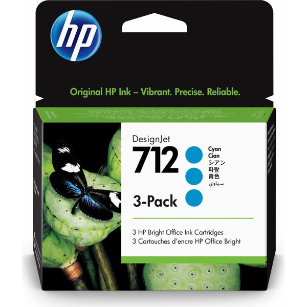 3ed77a cartuccia ink jet hp 712 3-pack 29-ml cyan design ink - 3ed77a