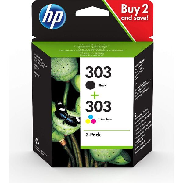 hp 3ym92ae#301 cartuccia originale nero, ciano, magenta, giallo multipack 2 pz - 303 3ym92ae