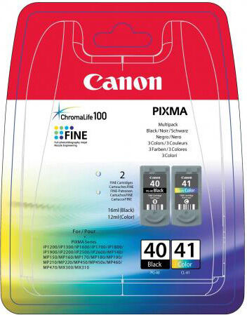 0615b043 cartuccia originale inkjet nero + colore per stampante multifunzione canon pixma ip1600 ip1700 ip1800 ip2600 - 0615b043 pg-40 e cl-41 multipack