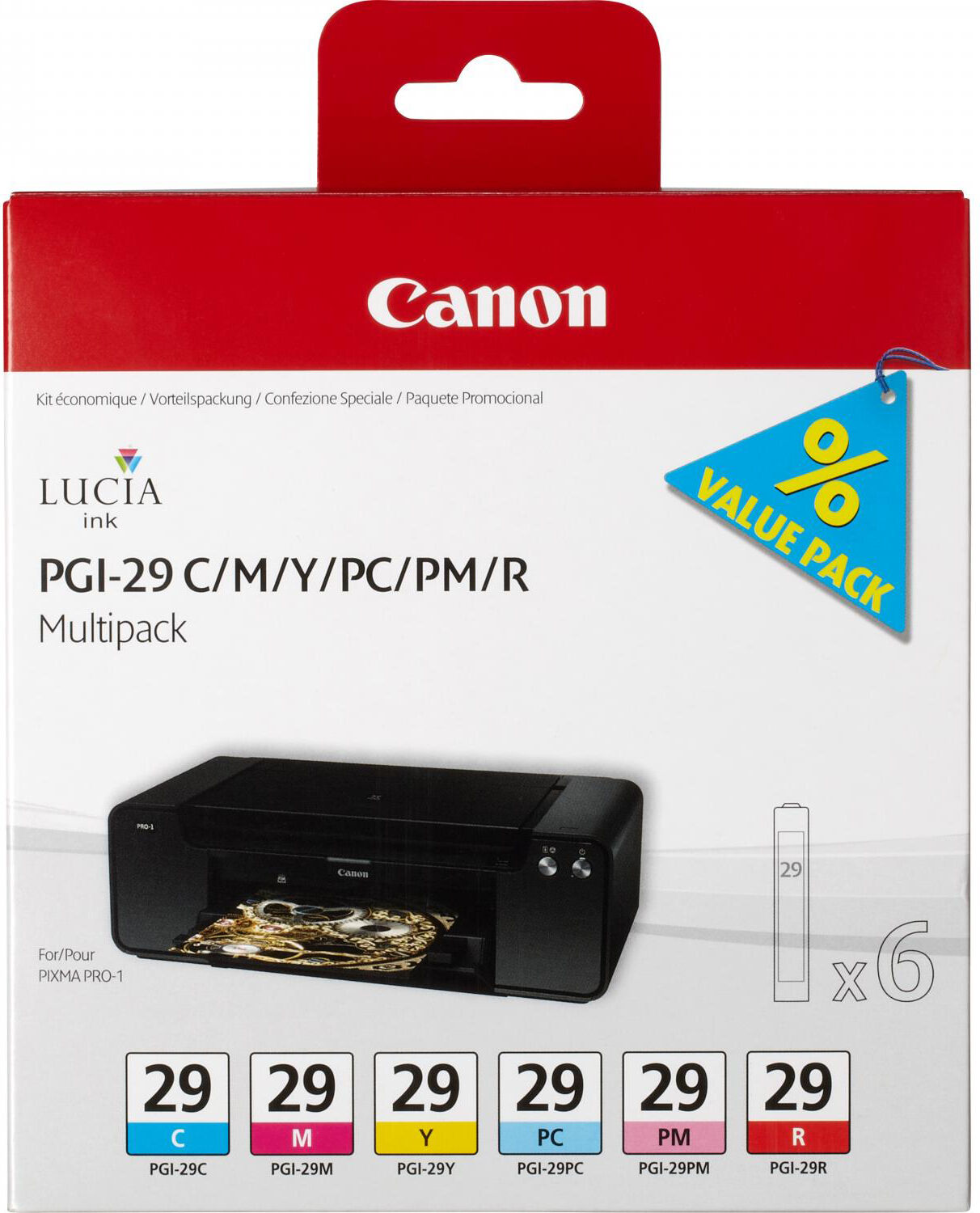 canon 4873b005 multipack pgi-29 ciano / magenta / ciano per foto / magenta per foto / rosso / giall kit cartucce getto di inchiostro - 4873b005