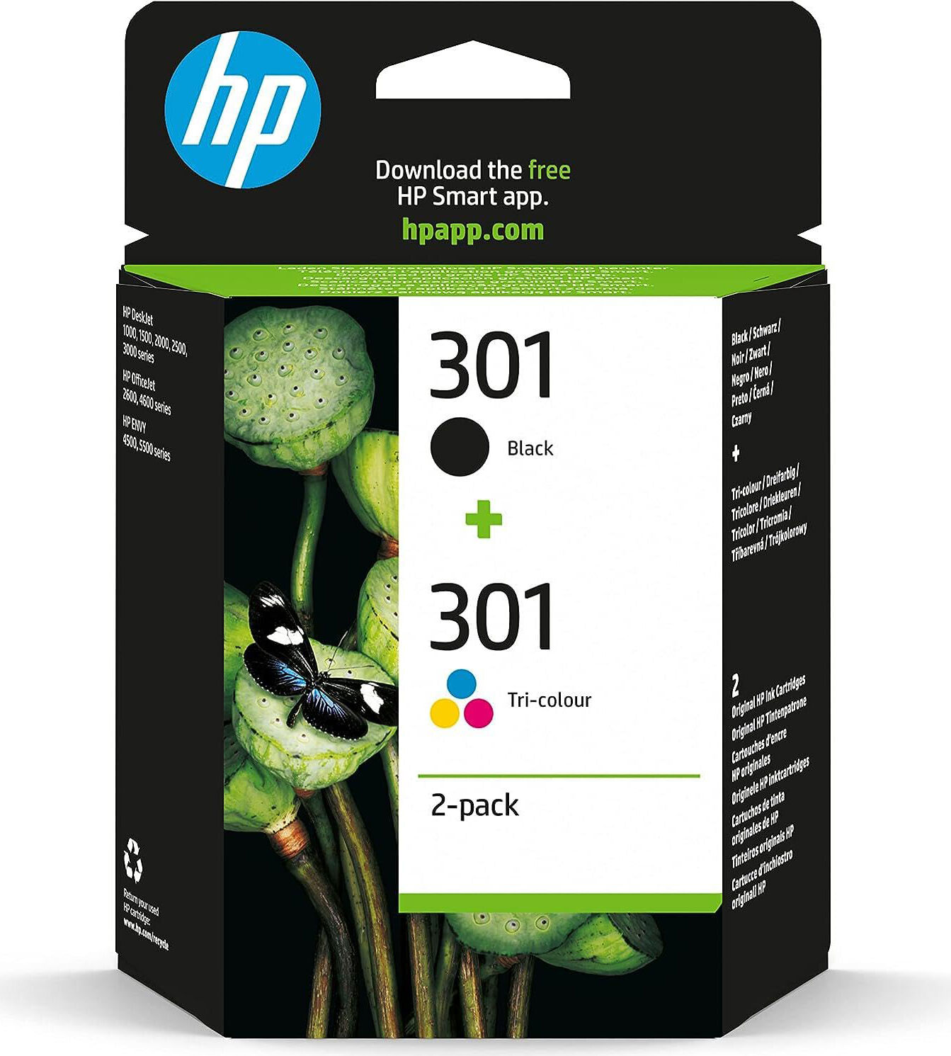 n9j72ae cartuccia originale inkjet nero + colore per stampante multifunzione hp deskjet 2050 - n9j72ae n° 301