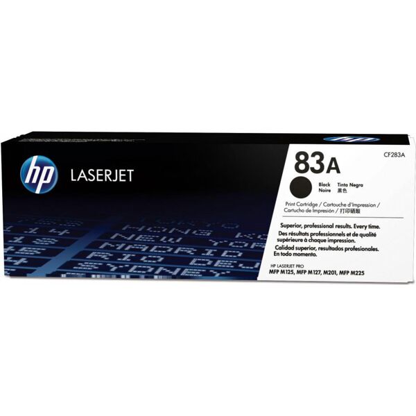 hp cf283a toner originale nero per stampanti laserjet pro m125nw / m125rnw / m127fn / m127fw / m201dw / mfp m225dn 1500 pagine - cf283a n°83a