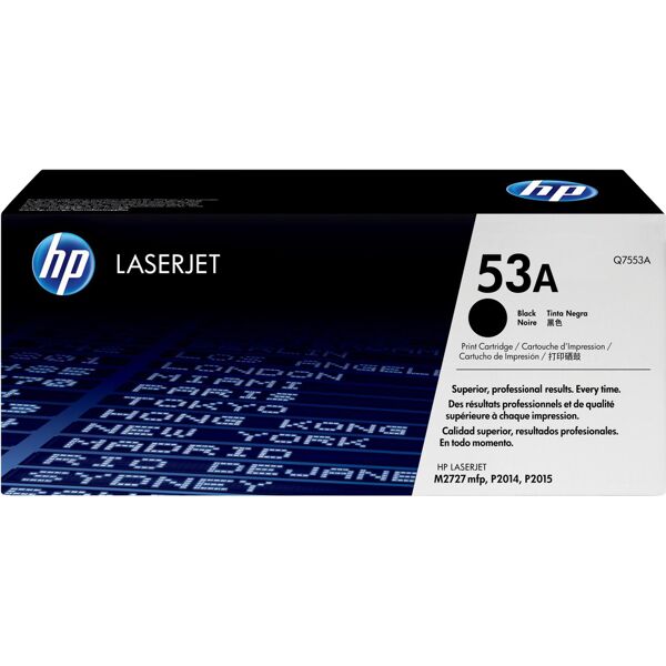 hp q7553a toner originale nero per stampanti laserjet p2014 / p2015 / m2727mfp 3000 pagine - q7553a n°53a