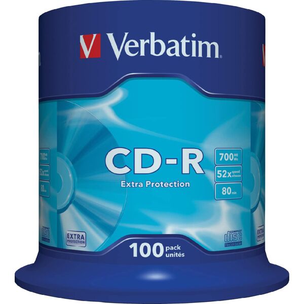 verbatim 43411 campana 100 pz cd-r 700 mb - cd-r extra protection 43411