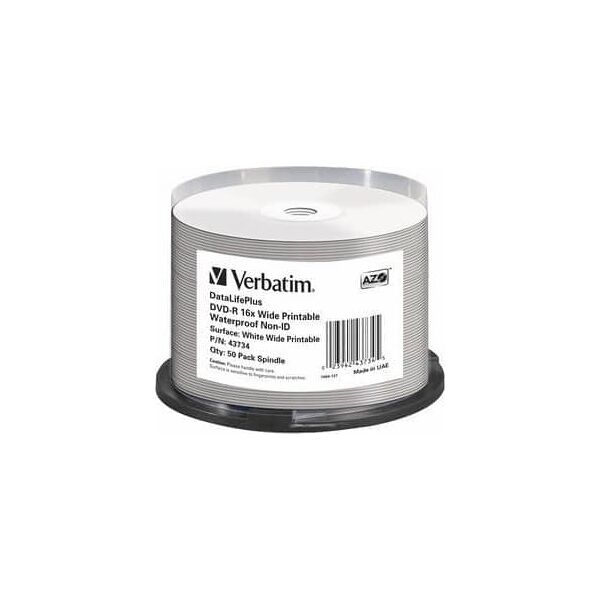 verbatim 43734/50 spindle 50 dvd-r glossy waterproof - 43734/50