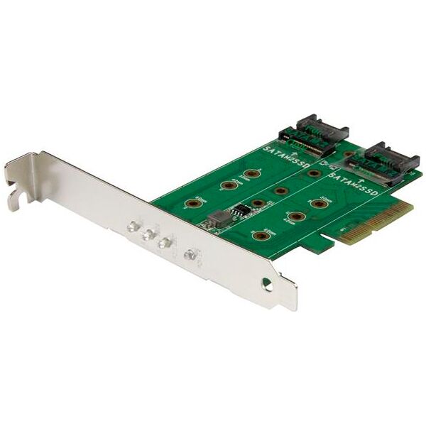 startech pexm2sat32n1 adattatore ssd m.2 ngff a 3 porte 1x m.2 pcie nvme 2x m.2 sata iii m.2 pcie 3.0 - pexm2sat32n1