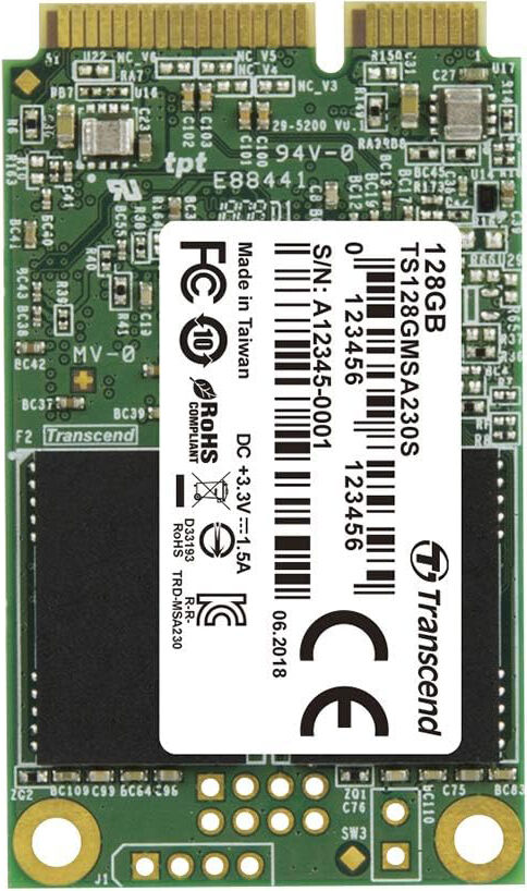 transcend ts128gmsa230s ssd 128 gb msata serial ata iii velocità di scrittura/lettura 550/400 mb/s per pc/pc portatile - ts128gmsa230s