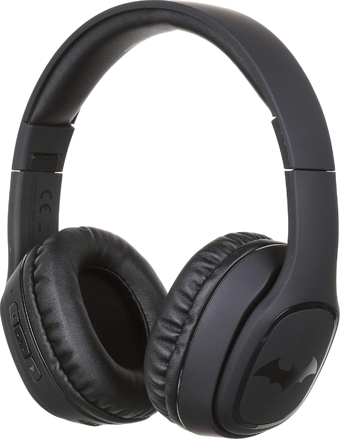 4side dc0667 cuffie bluetooth, wireless, ideali per ascoltare musica, fantasia batman nero - dc0667