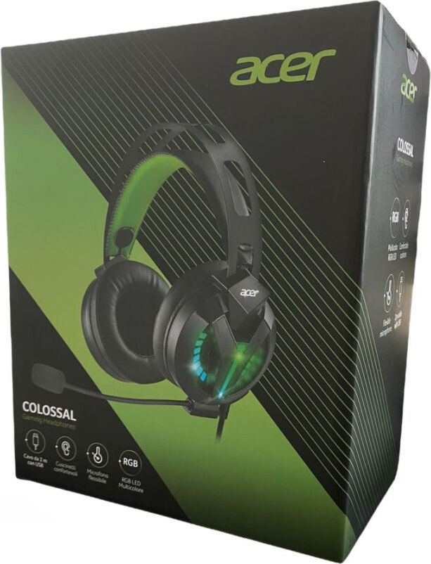 acer gh1200 cuffie gaming con microfono, colore nero - gh1200