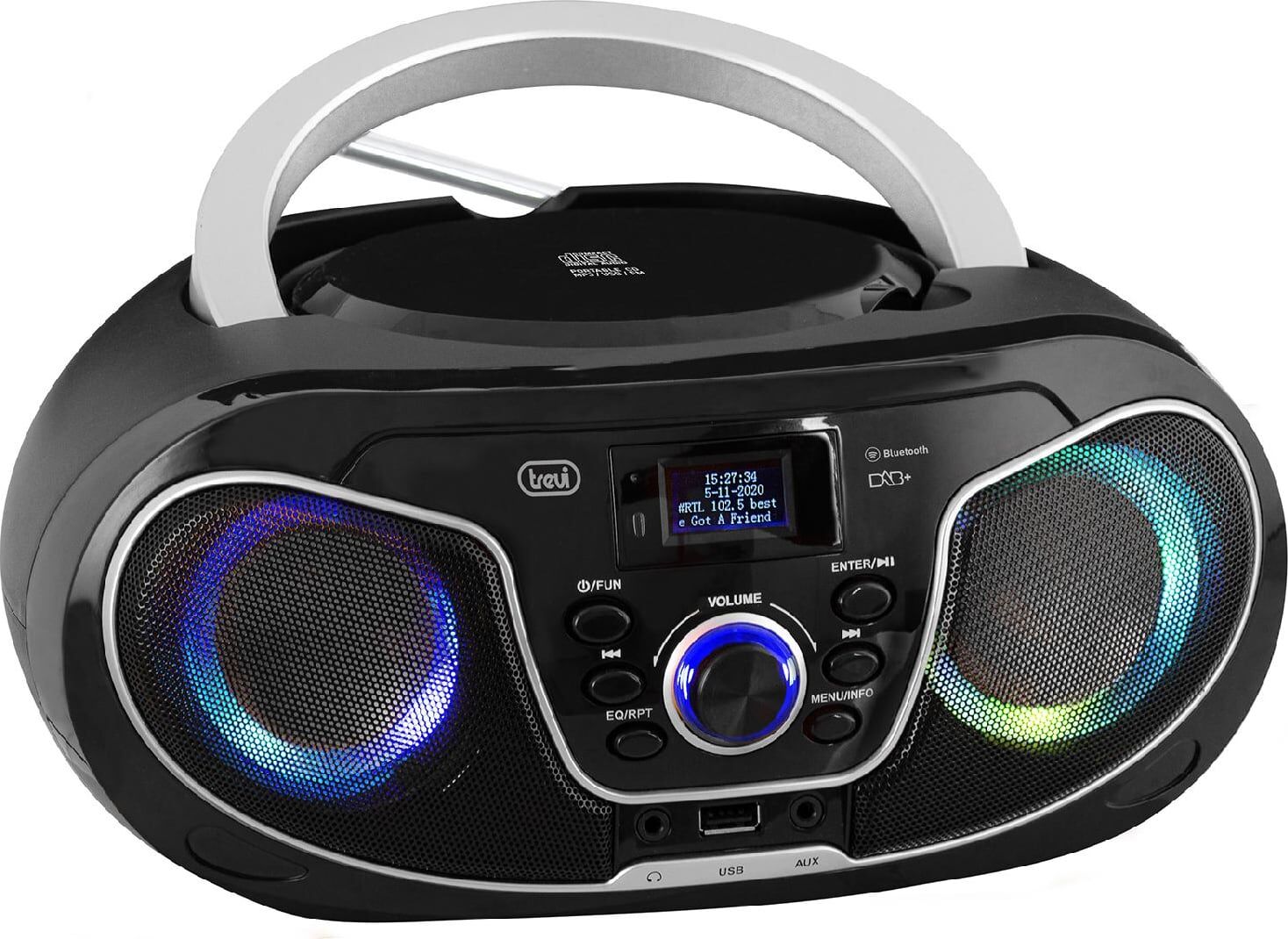 trevi cmp588dab boombox radio dab stereo bluetooth mp3 registratore alimentazione ac / a batterie colore nero - cmp588dab