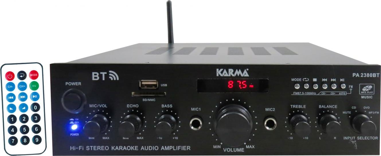 karma pa 2380bt amplificatore pa 2 x 25w con connessione bluetooth - pa 2380bt