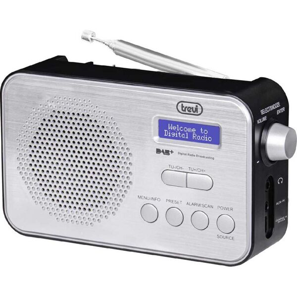 trevi 0da7f9200 radio digitale dab / dab+ / fm radio portatile funzione sveglia colore nero silver - 0da7f9200 dab 7f92 r