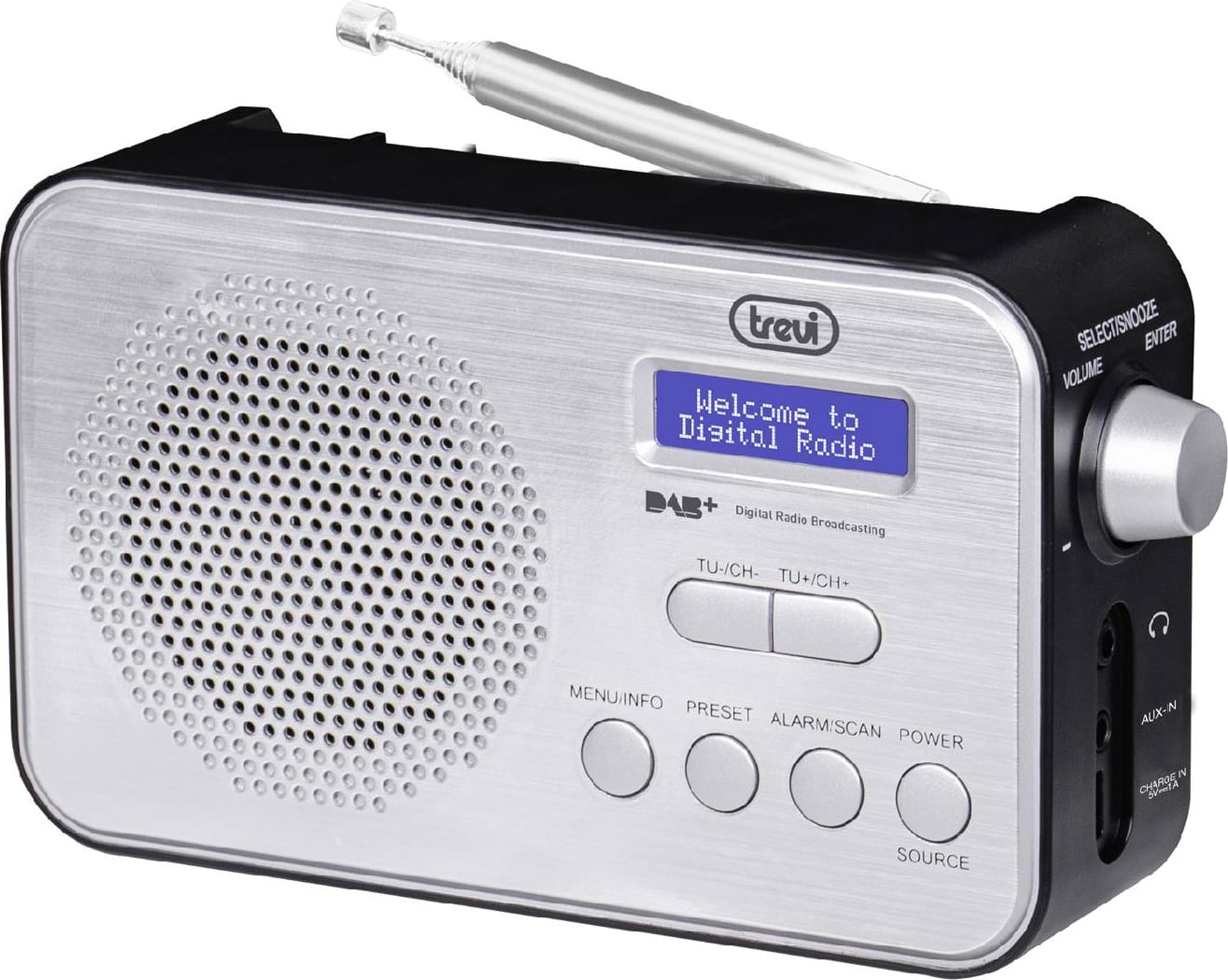 trevi 0da7f9200 radio digitale dab / dab+ / fm radio portatile funzione sveglia colore nero silver - 0da7f9200 dab 7f92 r