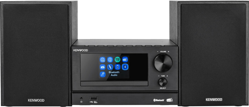 kenwood m-7000s-b mini hi fi bluetooth rms 30 watt radio dab+ usb wifi aux in colore nero - m-7000s-b