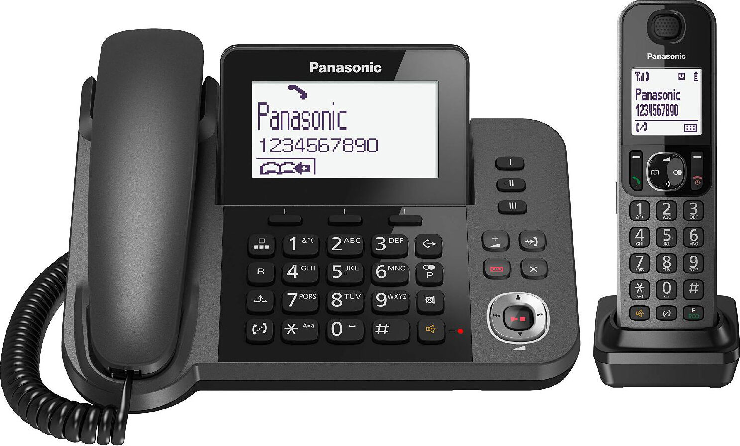 panasonic kx-tgf320exm telefono fisso dect gap con segreteria telefonica intercom vivavoce + telefono cordless - kx-tgf320exm