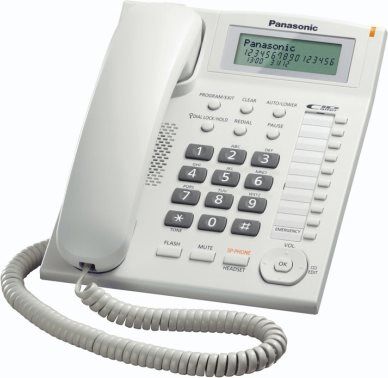 Panasonic Kx-Ts880exw Telefono Fisso A Filo Vivavoce Display Lcd Installabile A Muro Colore Bianco - Kx-Ts880exw