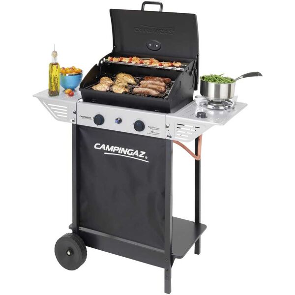 campingaz 3000004828 barbecue a gas da giardino con pietra lavica e griglia in acciaio bbq da esterno con coperchio ruote e fornello laterale - 3000004828 xpert 100 ls+ rocky