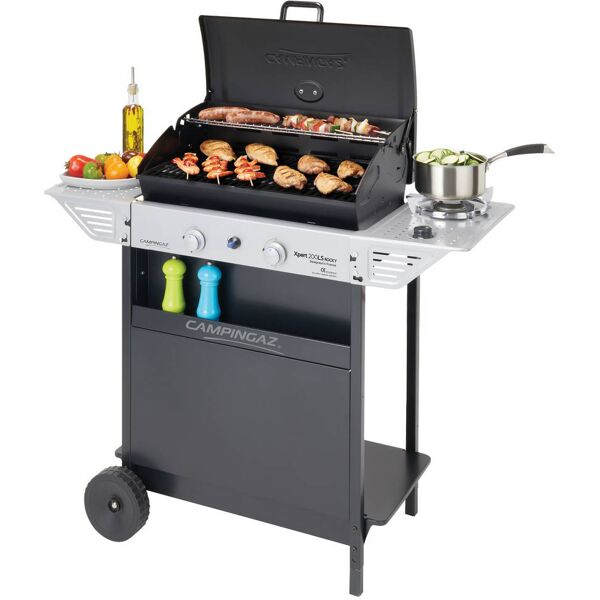 campingaz 3000004834 barbecue a gas da giardino con pietra lavica e griglia in acciaio bbq da esterno con coperchio ruote e fornello laterale - 3000004834 xpert 200 ls plus rocky