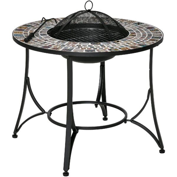 dechome 217842 barbecue a carbonella carbone bbq da giardino esterno in acciaio 75x75 cm / 60h cm con griglia per barbecue e attizzatoio metallo e ceramica - 217842