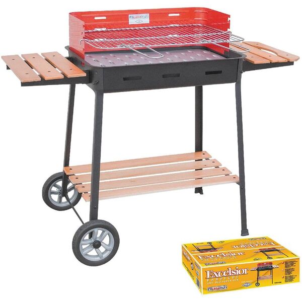 filcasalinghi 860 barbecue a carbonella carbone bbq da giardino esterno in acciaio 63x43 cm / 88h cm con ruote - 860 excelsior