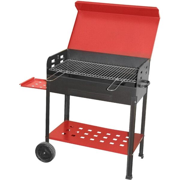 giardini del re vanessa barbecue a carbonella carbone bbq da giardino esterno in acciaio 50x40 cm / 80h cm con ripiano laterale coperchio e ruote - vanessa