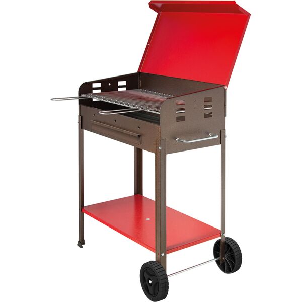 mille 501.60 barbecue a carbonella carbone bbq da giardino esterno in ferro e acciaio 40x60 cm colore rosso - 501.60 vanessa