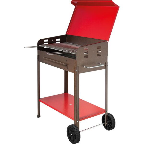 mille 501.70 barbecue a carbonella carbone bbq da giardino esterno in ferro e acciaio 40x70 cm colore rosso - 501.70 vanessa