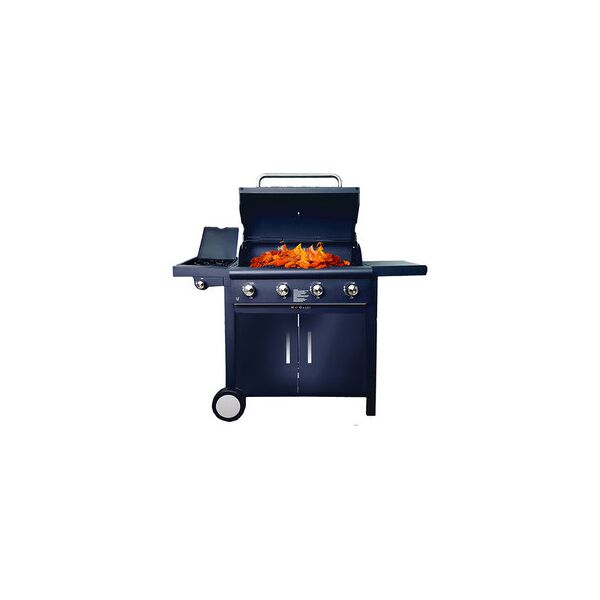 nbrand ke003 barbecue a gas 4 bruciatori potenza 12 kw + 2 kw 131x53x108h cm - ke003