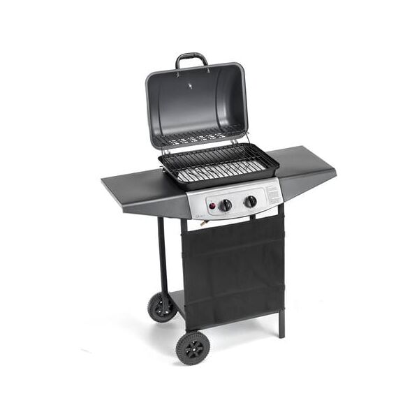 ompagrill gas4936 barbecue a gas da giardino con pietra lavica bbq da esterno con termometro colore nero - gas4936