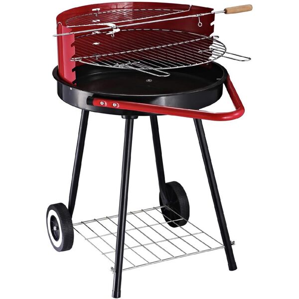 vivagarden 1056d barbecue a carbonella carbone bbq da giardino da esterno in acciaio 67x51 cm / 82h cm colore nero e rosso - 8460d3