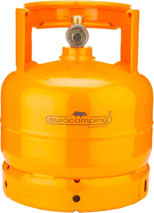 eurocamping 51031002/tp bombola per gas propano capacità 2 kg con rubinetto e maniglia alta colore arancione - 51031002/tp