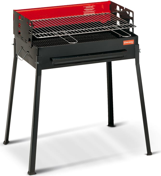 ferraboli 128 barbecue a carbonella carbone bbq da giardino portatile da esterno in acciaio 59x38 cm colore nero - 128 comunità