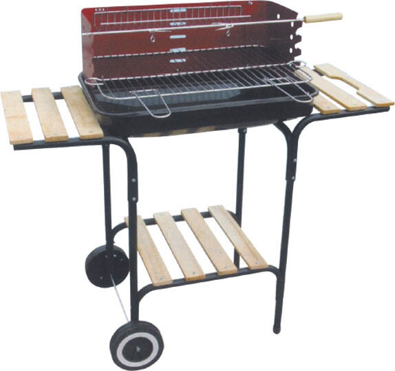 lapillo 11327 barbecue a carbonella carbone bbq da giardino portatile da esterno in acciaio 58x38 cm / 73h cm con rotelle - 11327