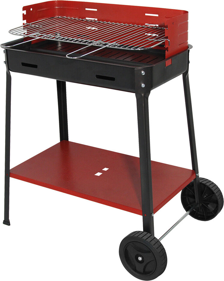 mille 504.50 barbecue a carbonella carbone bbq da giardino esterno in ferro e acciaio 35x50 cm con ruote colore rosso - 504.50 flavia