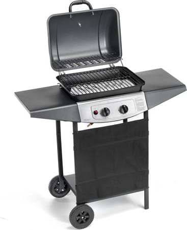 ompagrill gas4936 barbecue a gas da giardino con pietra lavica bbq da esterno con termometro colore nero - gas4936