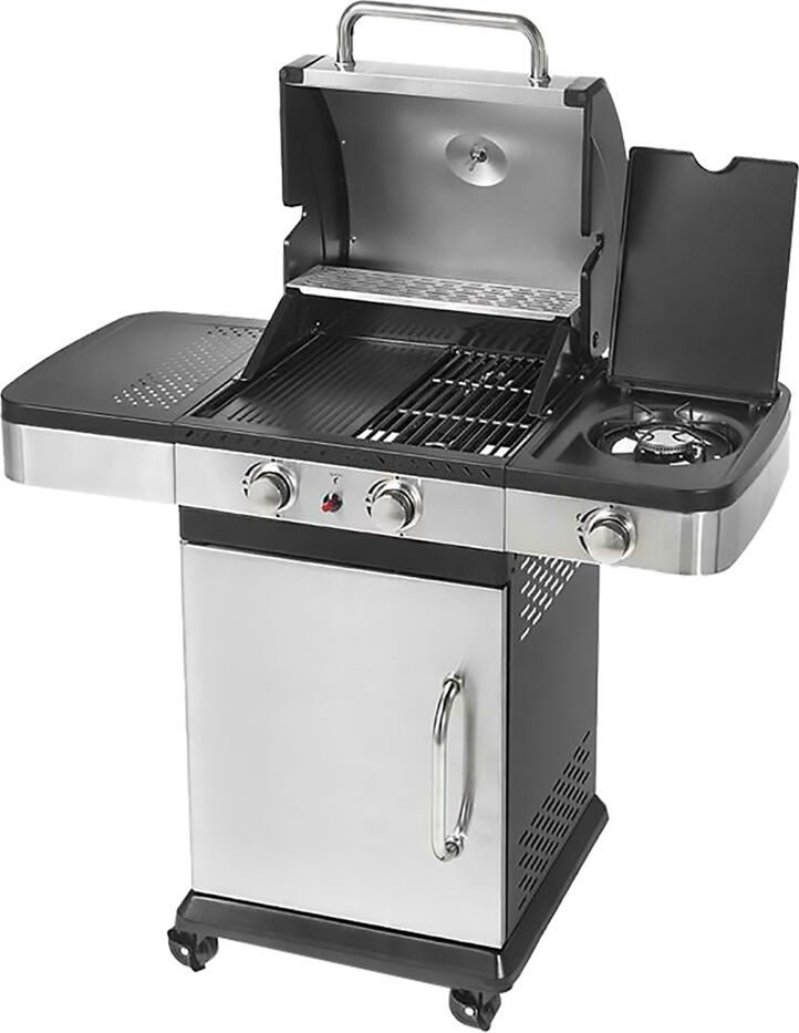 ompagrill indianapolis 3 barbecue a gas da giardino bbq da esterno 120x50x130 cm colore titanium - indianapolis 3