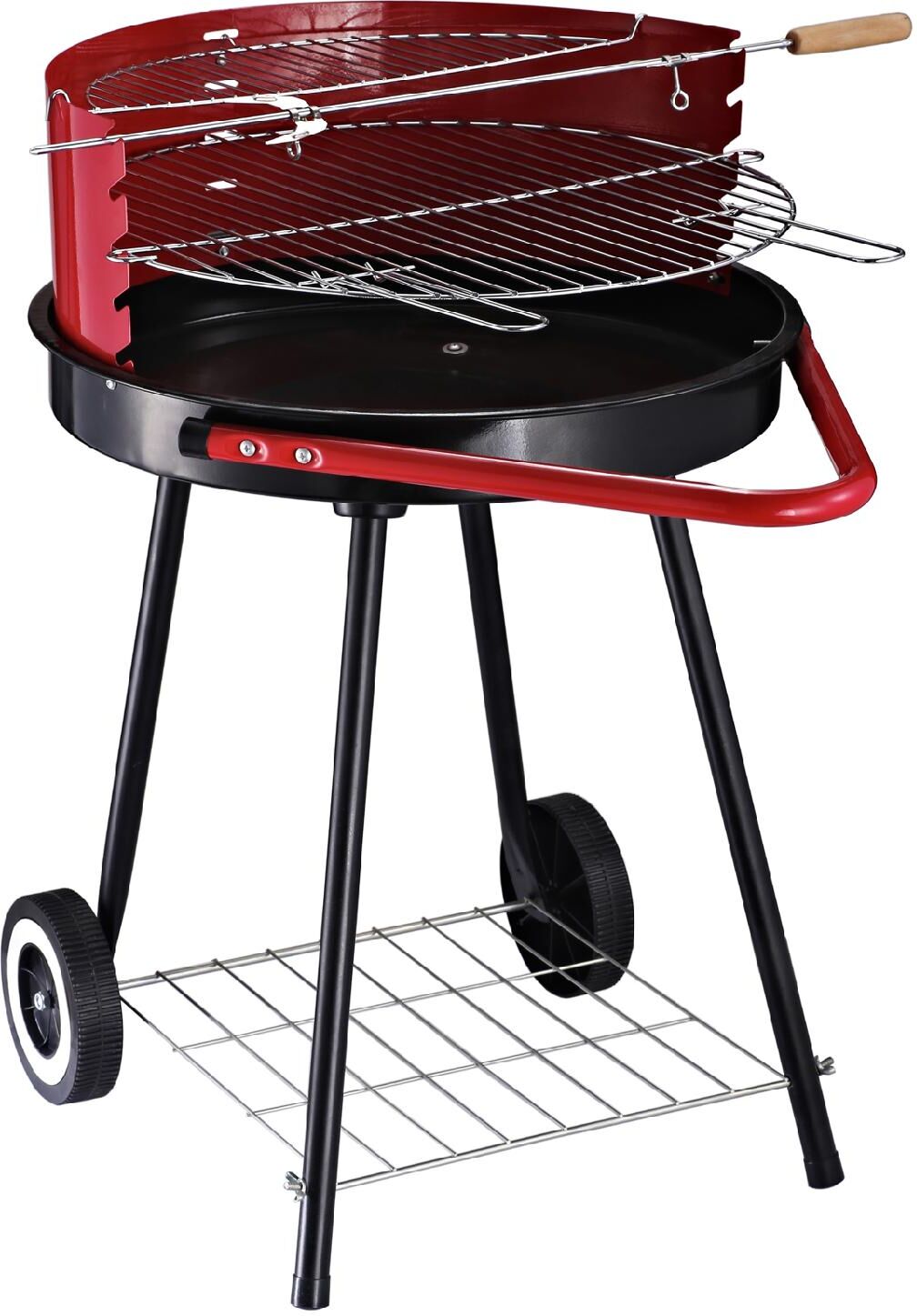 vivagarden 1056d barbecue a carbonella carbone bbq da giardino da esterno in acciaio 67x51 cm / 82h cm colore nero e rosso - 8460d3