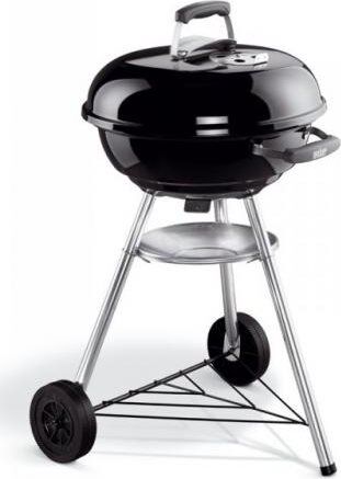 weber 1221004 barbecue a carbonella carbone bbq da giardino esterno in alluminio Ø 47 cm / 88h cm con coperchio e ruote colore nero - 1221004 compact kettle