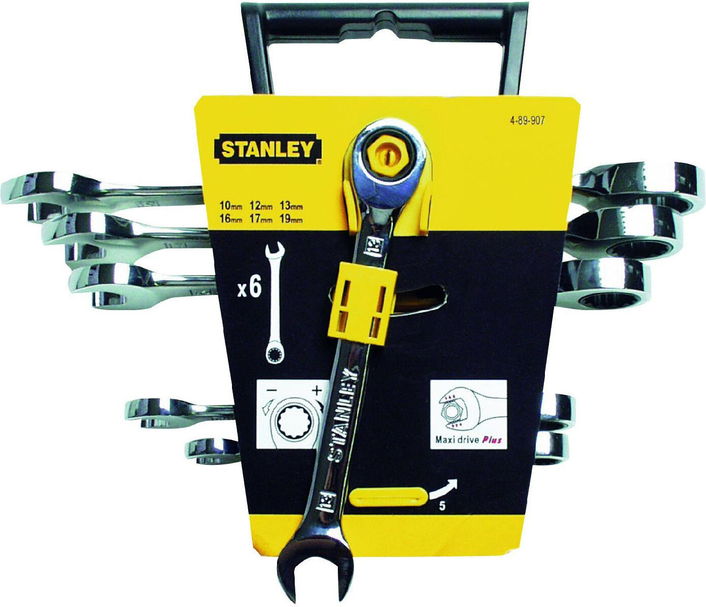 stanley 4-89-907 set 6 chiavi combinate a cricchetto 10-19 mm - 4-89-907