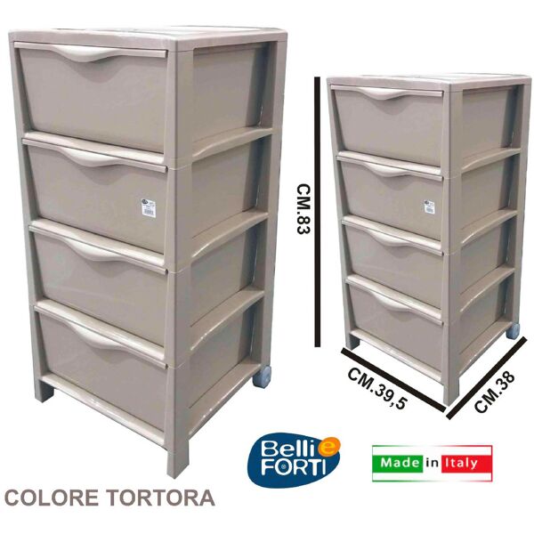 belli e forti bel01262 armadietto da esterno cassettiera 4 cassetti in plastica 39x38x82 h cm colore tortora - spring