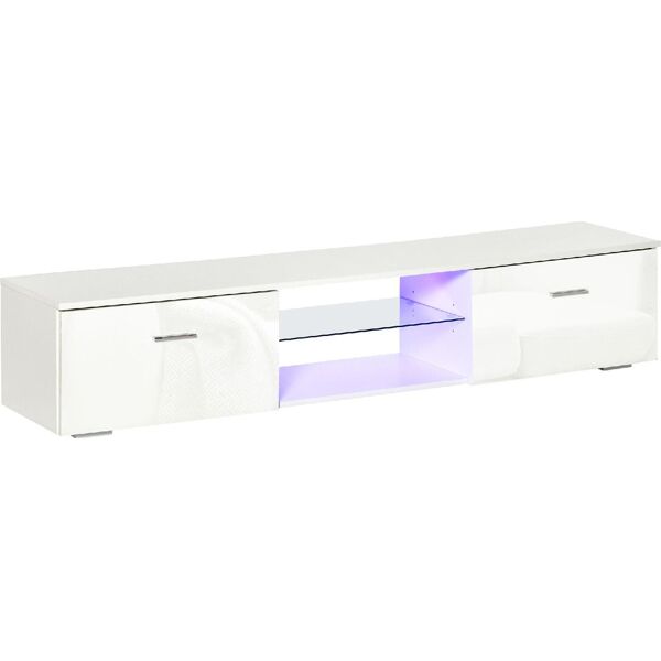 dechome 125v90wt839 mobile tv con luci led 16 colori per tv fino 55 160x35x30cm bianco - 125v90wt839