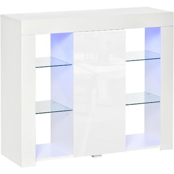 dechome 146838 credenza moderna con mensole in vetro bianco - 146838