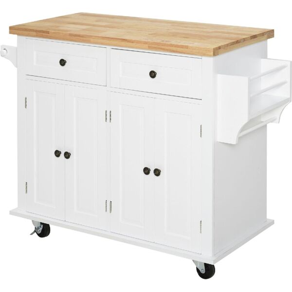 dechome 161wtek801 carrello da cucina portavivande con cassetti e portaspezie in legno e mdf 111x44.5x82.5 cm colore bianco - 161wtek801