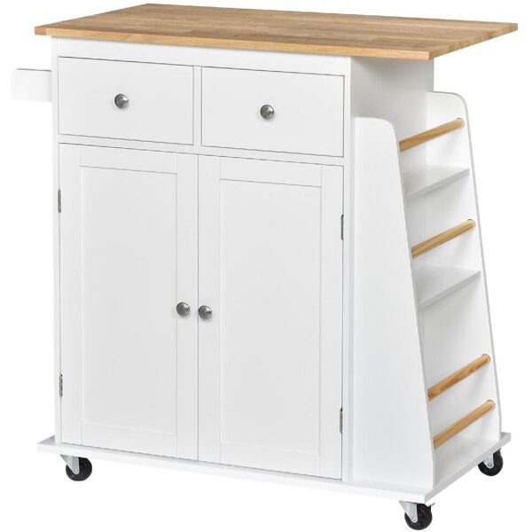 dechome 163801 carrello da cucina portaspezie a 3 livelli e 4 ruote in mdf e truciolato 89x45x89cm bianco - 163801