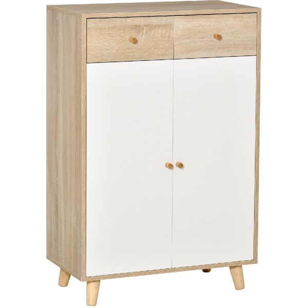 dechome 166ndek837 scarpiera salvaspazio per 12 scarpe armadietto con 4 mensole e 2 cassetti 68x35x102.5cm color legno e bianco - 166ndek837