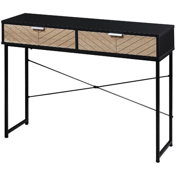 dechome 198bk837 consolle moderna per ingresso e soggiorno con 2 cassetti in metallo 100x30x75 cm colore nero - 198bk837